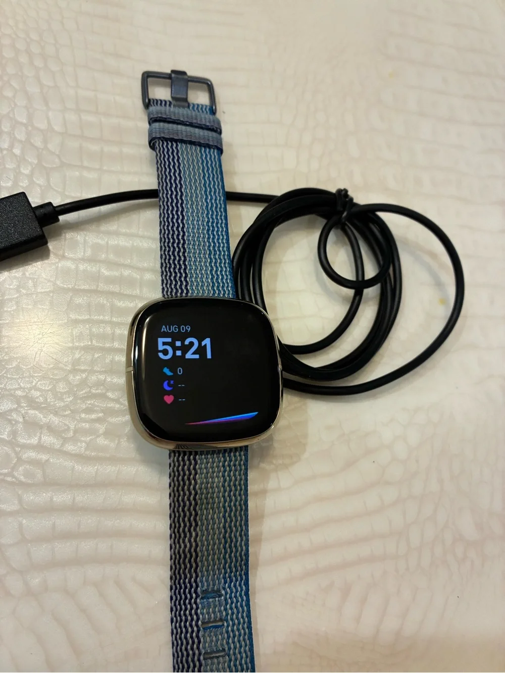 Fitbit sense Smartwatch with Blue Woven Band